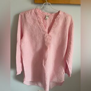 LLBean pink linen tunic top.
